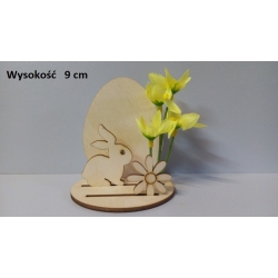 Jajko , zajączek , kwiatuszek na podstawce + żonkil   / wys : 9cm  /  stojak na jajko / SKLEJKA #3mm, podstawka